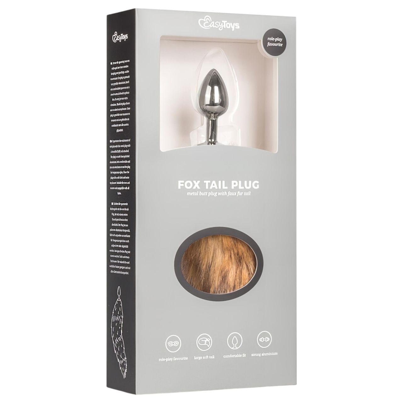 EasyToys Fox NO1 - fém anál plug rókafarokkal (ezüst-vörös) EasyToys Fox NO1 - fém anál plug rókafarokkal (ezüst-vörös)