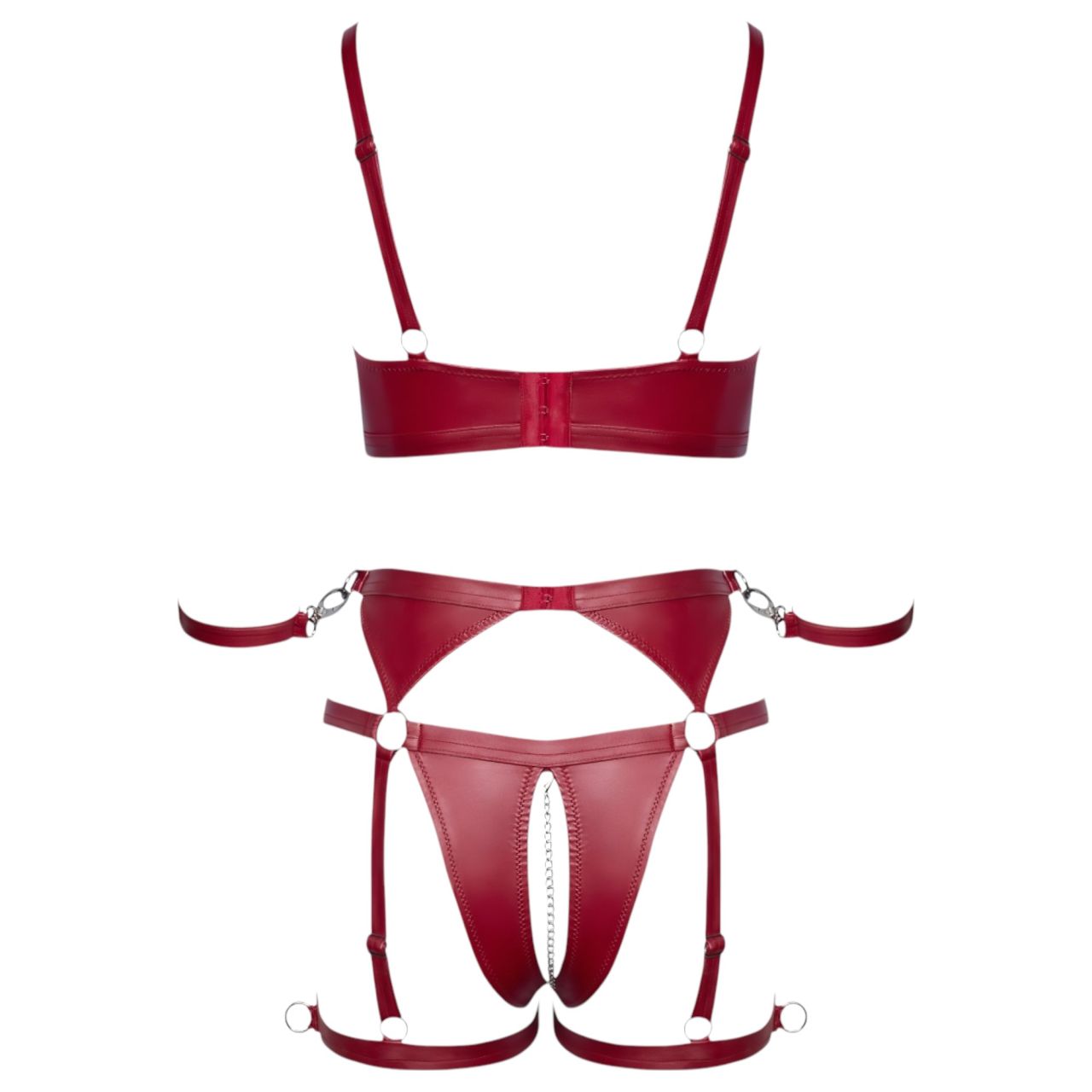Cottelli Bondage - fényes melltartó szett és kar bilincs (piros) Cottelli Bondage - fényes melltartó szett és kar bilincs (piros)
