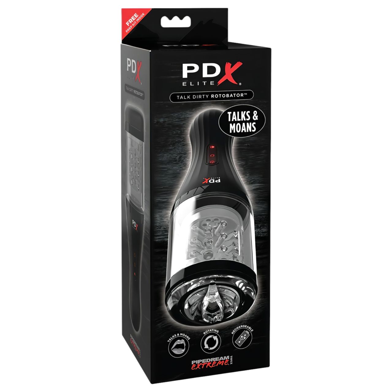 PDX Elite Rotobator - művagina (átlátszó-fekete)