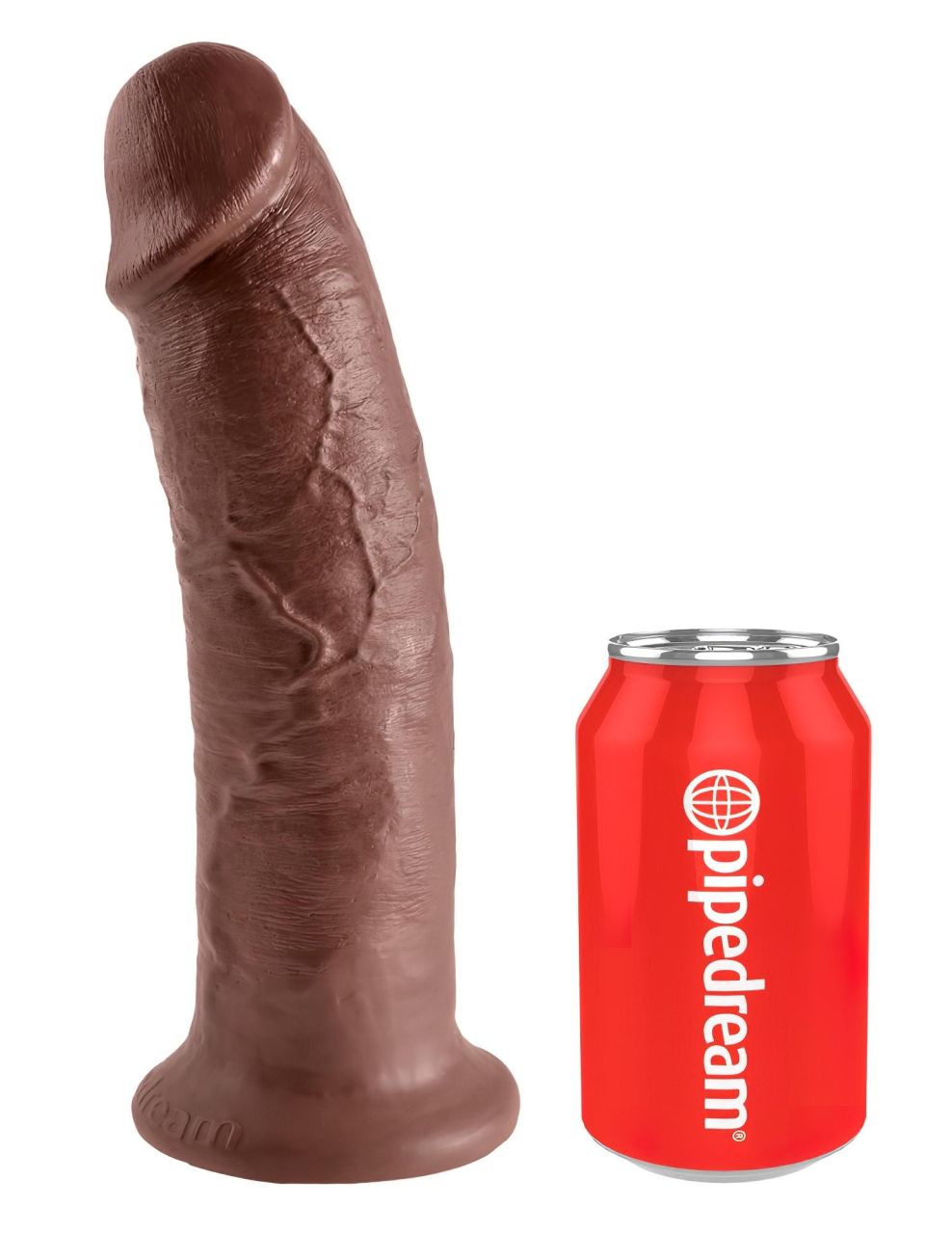 King Cock 10 - nagy tapadókorongos dildó (25 cm, barna)