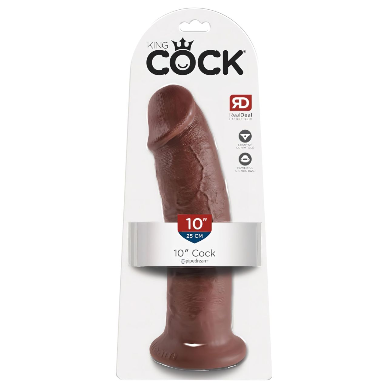 King Cock 10 - nagy tapadókorongos dildó (25 cm, barna)