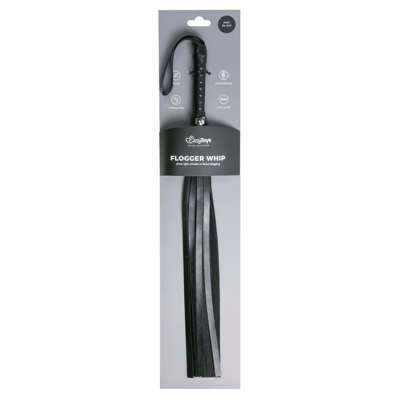EasyToys Flogger - puha műbőr BDSM korbács (fekete) EasyToys Flogger - puha műbőr BDSM korbács (fekete)