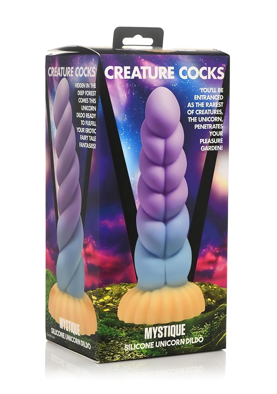 Creature Cocks Mystique - unikornis dildó - 21 cm (lila-sárga)