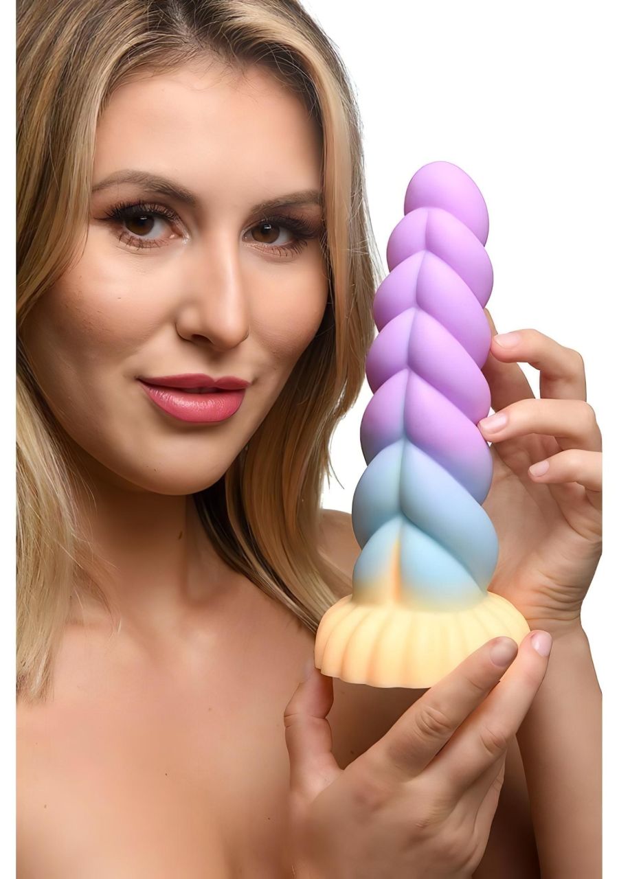 Creature Cocks Mystique - unikornis dildó - 21 cm (lila-sárga)