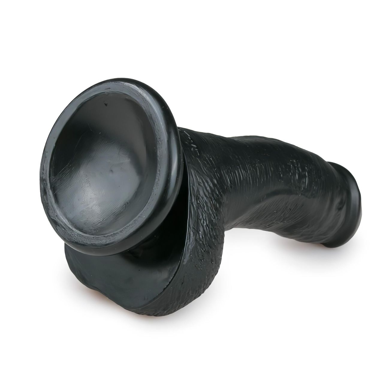 EasyToys - tapadókorongos, herés dildó (15 cm, fekete)