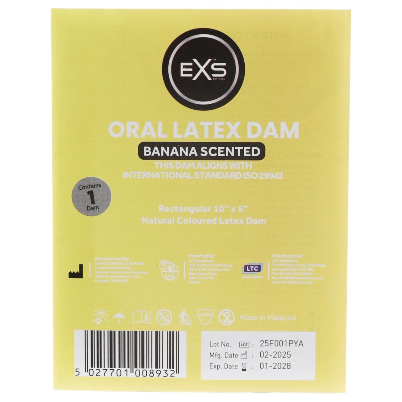 EXS - banán ízű latex nyalókendő orális szexhez (1 db) EXS - banán ízű latex nyalókendő orális szexhez (1 db)