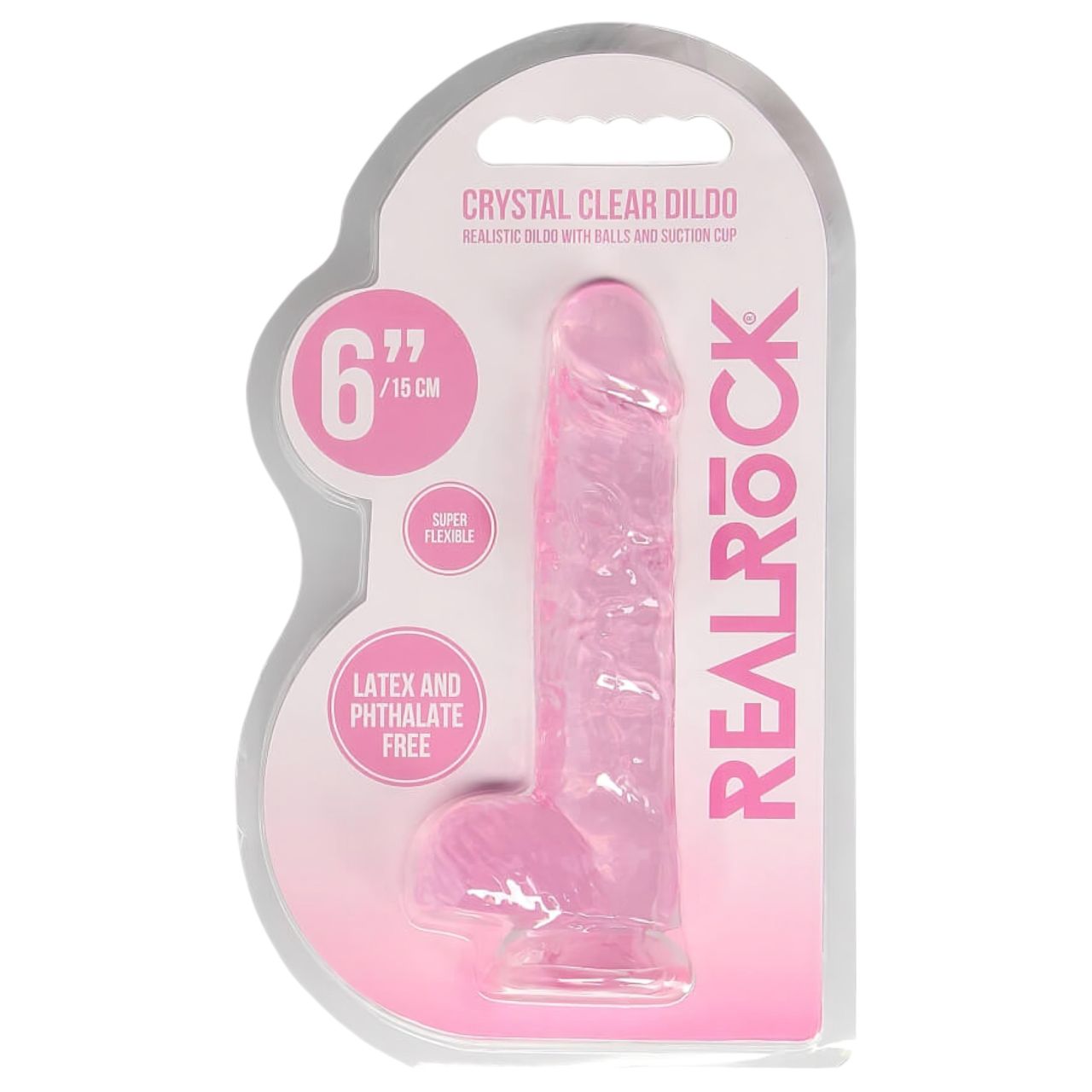 RealRock - átlátszó élethű dildó (pink, 15 cm)