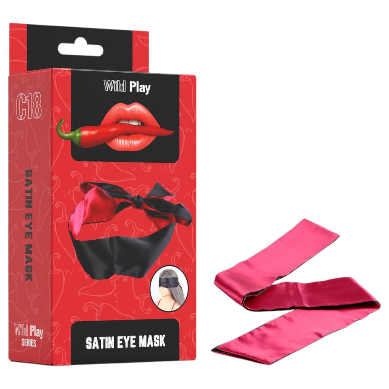 Wild Play - szatén szemkötő (fekete-pink) Wild Play - szatén szemkötő (fekete-pink)