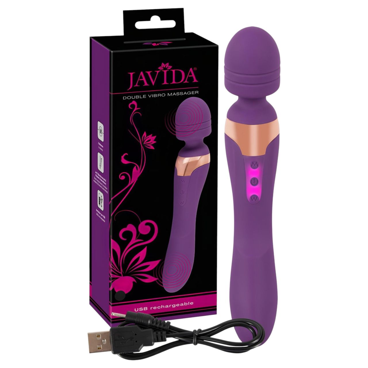 Javida Double - masszírozó vibrátor (lila) Javida Double - masszírozó vibrátor (lila)