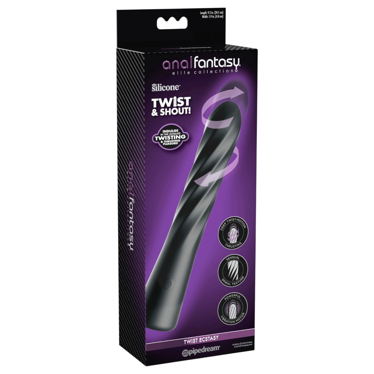 Anal Fantasy Twist Ecstasy - forgó-lökő anál vibrátor (fekete) Anal Fantasy Twist Ecstasy - forgó-lökő anál vibrátor (fekete)