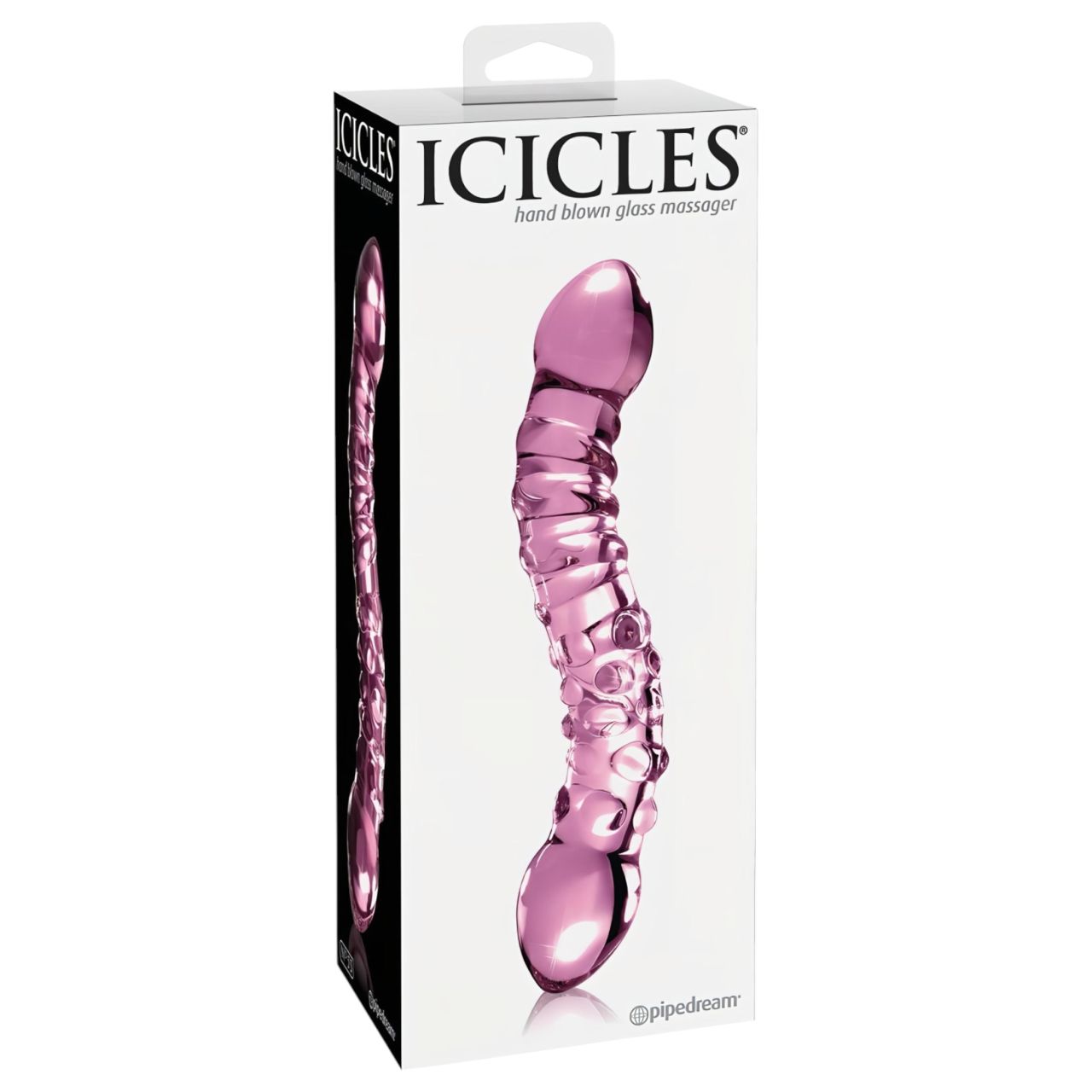 Icicles No. 55 - kétvégű, G-pont üveg dildó (pink) Icicles No. 55 - kétvégű, G-pont üveg dildó (pink)