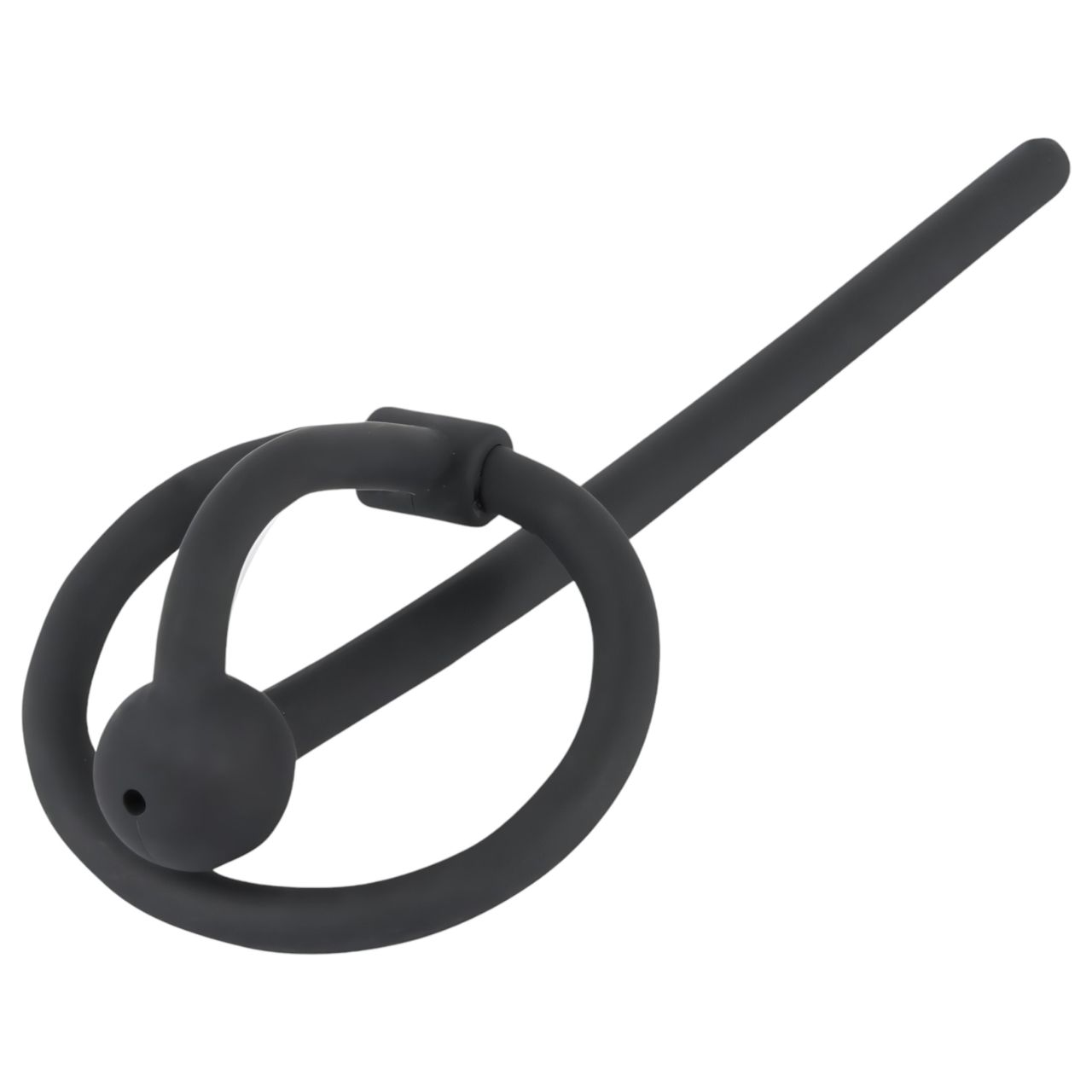 You2Toys - Penisplug - szilikon makkgyűrű üreges dilátorrall (fekete)