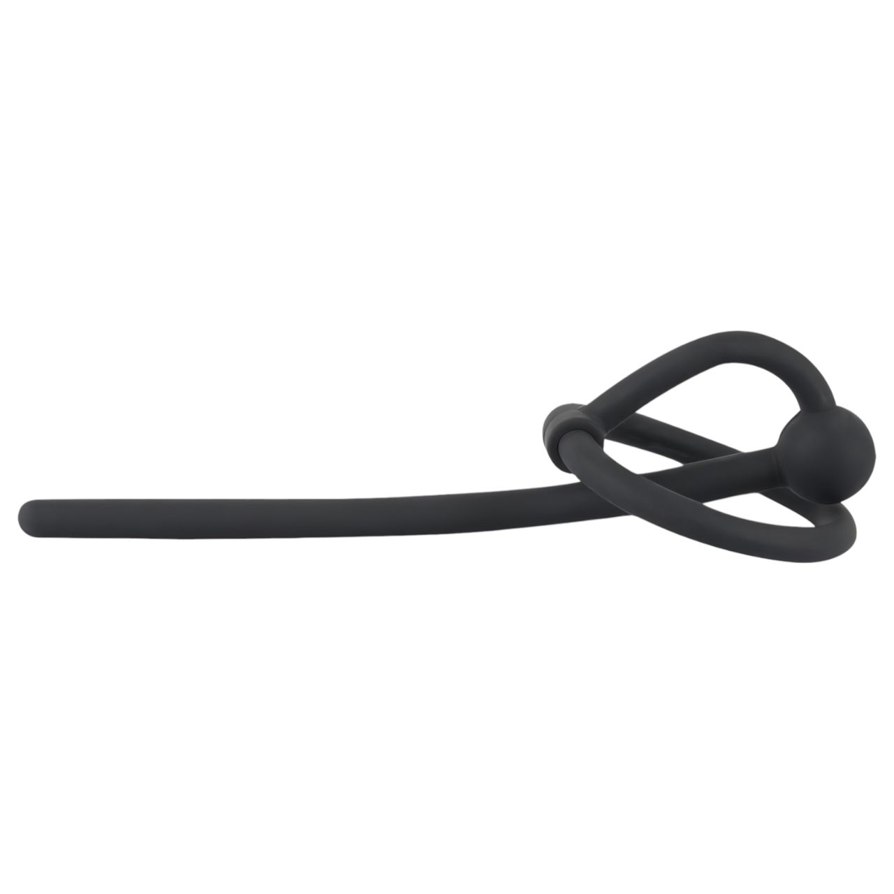 You2Toys - Penisplug - szilikon makkgyűrű üreges dilátorrall (fekete)