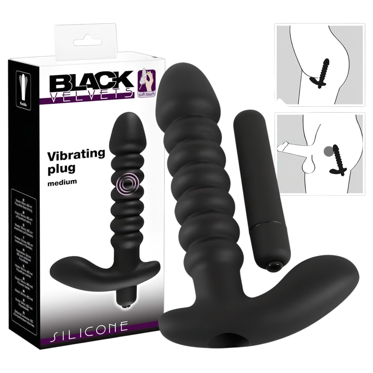 Black Velvets redős vibrátor - közepes (fekete) Black Velvets redős vibrátor - közepes (fekete)