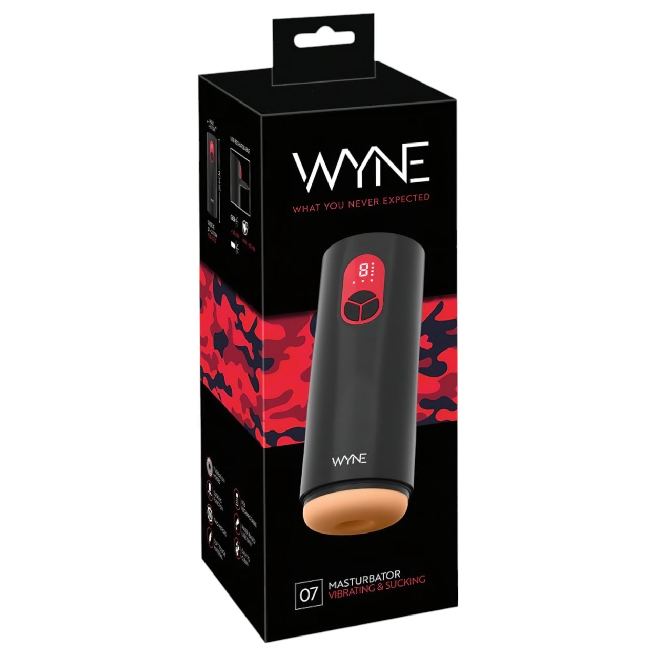 / WYNE 07 - akkus, rezgő-szívó maszturbátor férfiaknak (fekete)