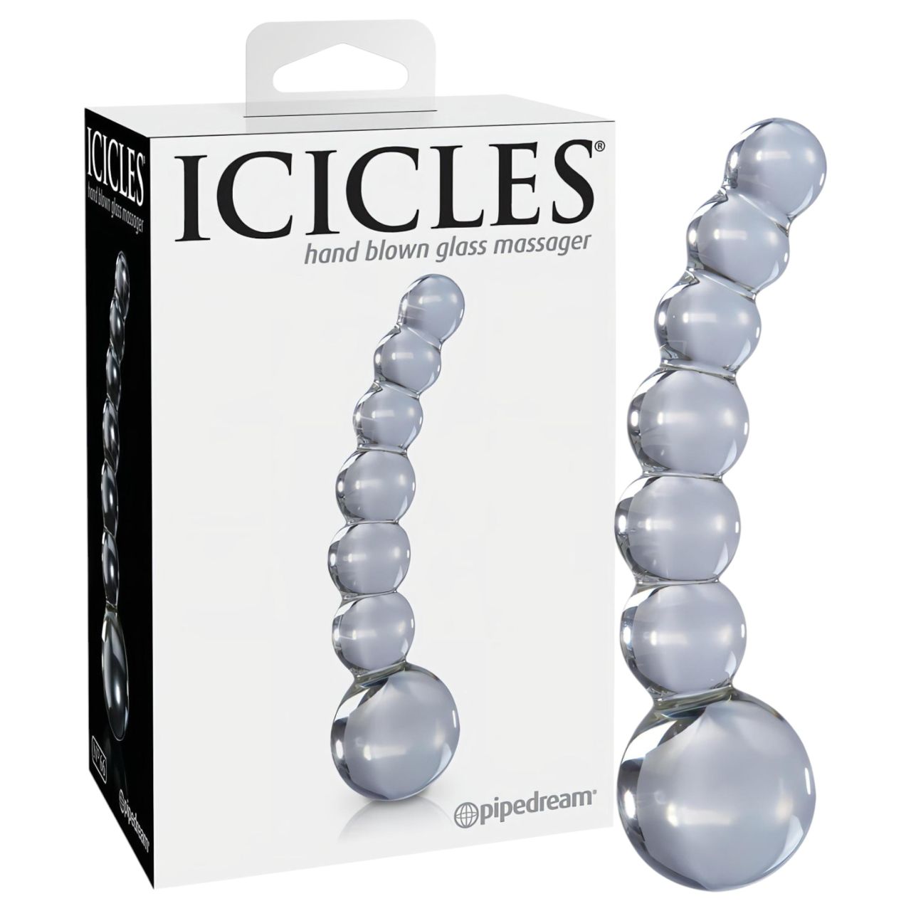 Icicles No. 66 - íves, gömbös, üveg dildó (átlátszó) Icicles No. 66 - íves, gömbös, üveg dildó (átlátszó)