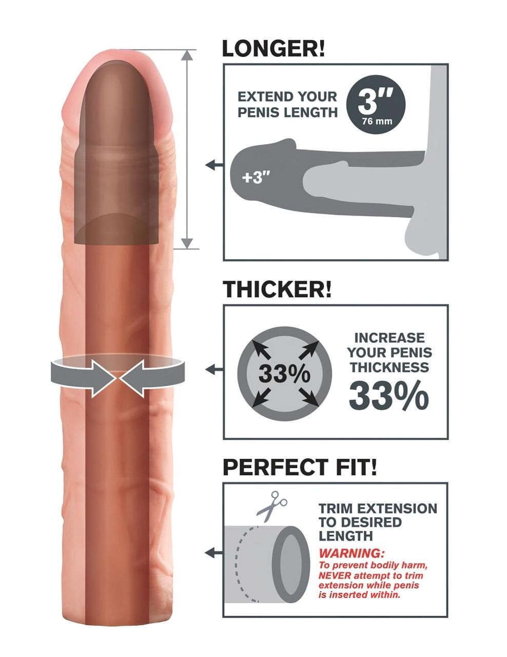 Pipedream - X-TENSION Perfect 3 - élethű péniszköpeny (22,8 cm, testszínű) Pipedream - X-TENSION Perfect 3 - élethű péniszköpeny (22,8 cm, testszínű)
