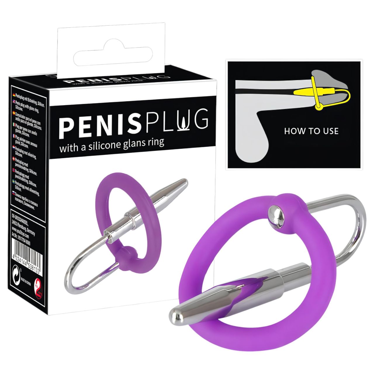 You2Toys - Penisplug - szilikon makkgyűrű kúpos dilátorrall (lila-ezüst) You2Toys - Penisplug - szilikon makkgyűrű kúpos dilátorrall (lila-ezüst)