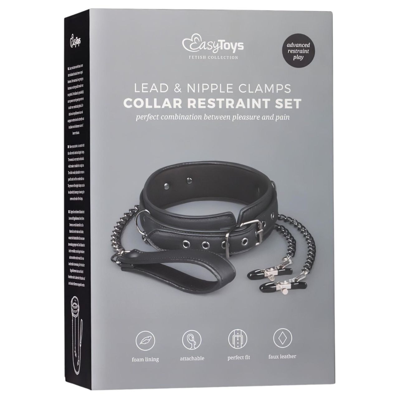 EasyToys - bimbócsipesz, nyakörv és póráz bondage szett (4 részes) EasyToys - bimbócsipesz, nyakörv és póráz bondage szett (4 részes)