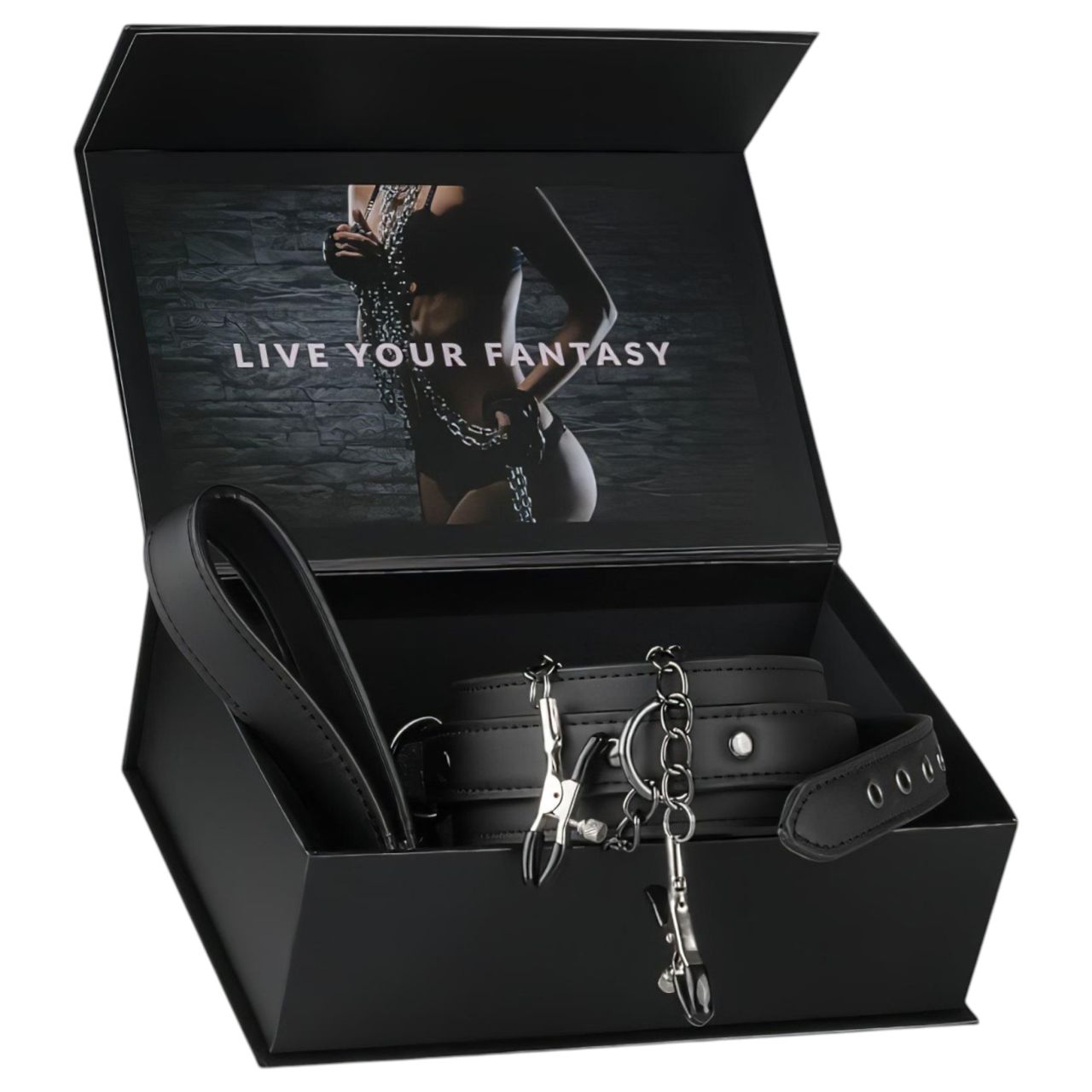 EasyToys - bimbócsipesz, nyakörv és póráz bondage szett (4 részes) EasyToys - bimbócsipesz, nyakörv és póráz bondage szett (4 részes)