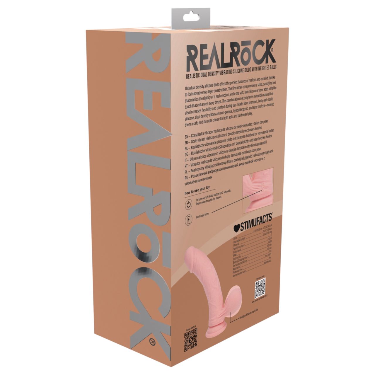 RealRock - dupla sűrűségű élethű vibrátor (testszínű) - 20 cm