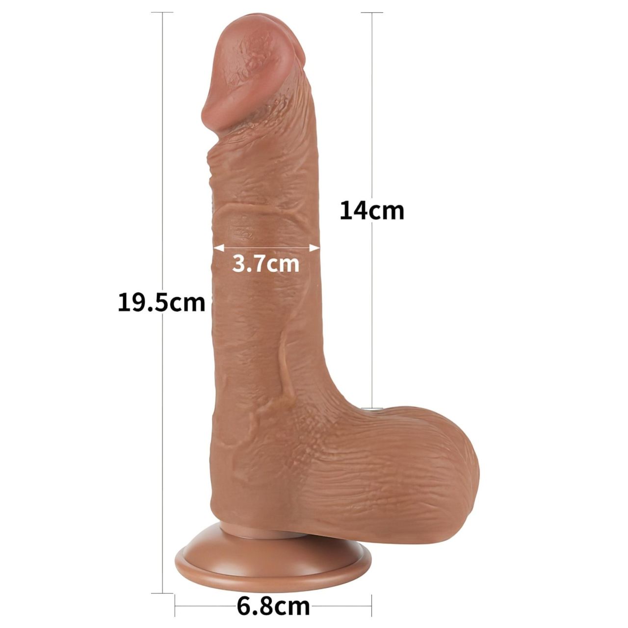 Lovetoy Sliding-Skin - herés kétrétegű dildó - 19,5 cm (sötét testszínű)