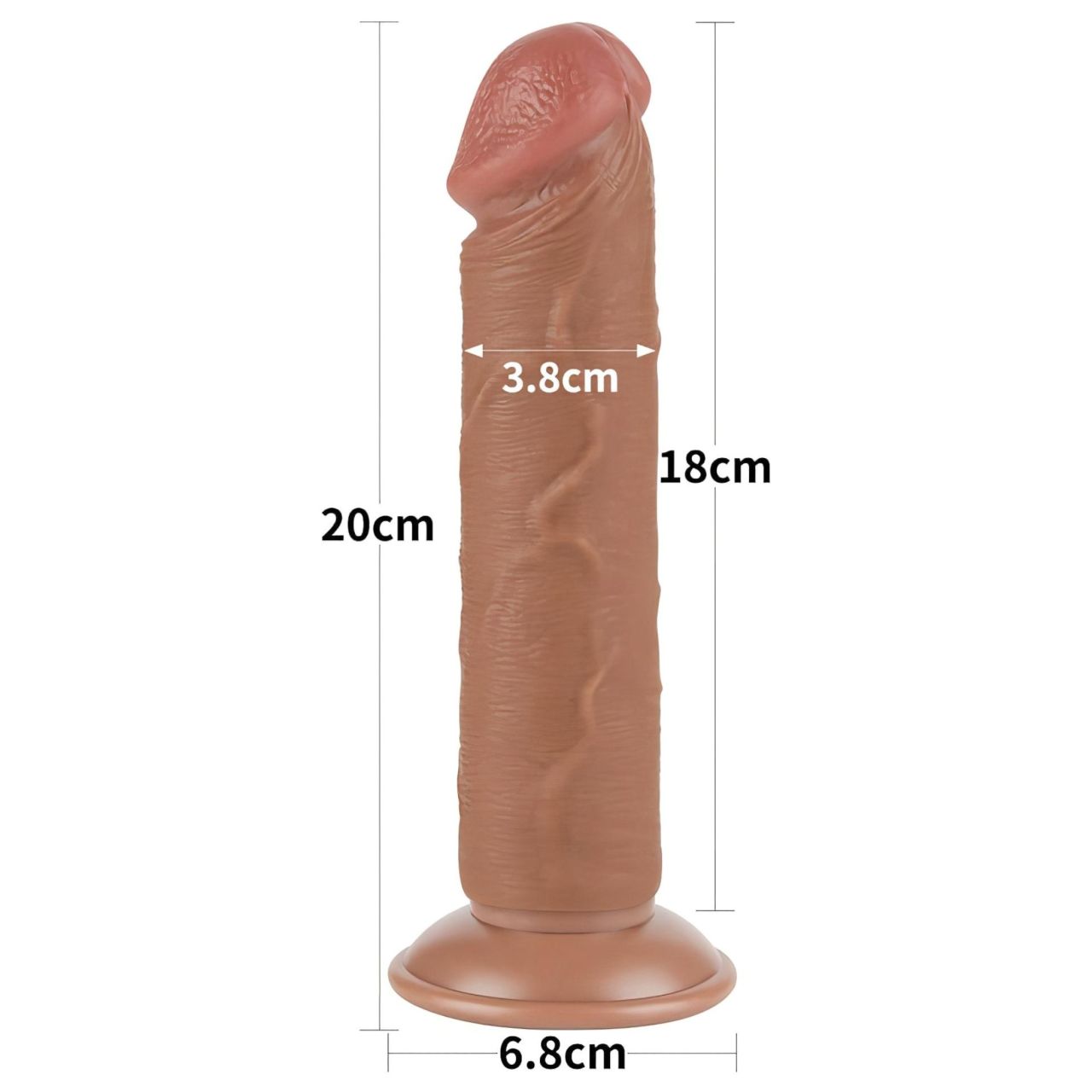 Lovetoy Sliding-Skin - tapadókorongos kétrétegű dildó - 20 cm (testszínű)