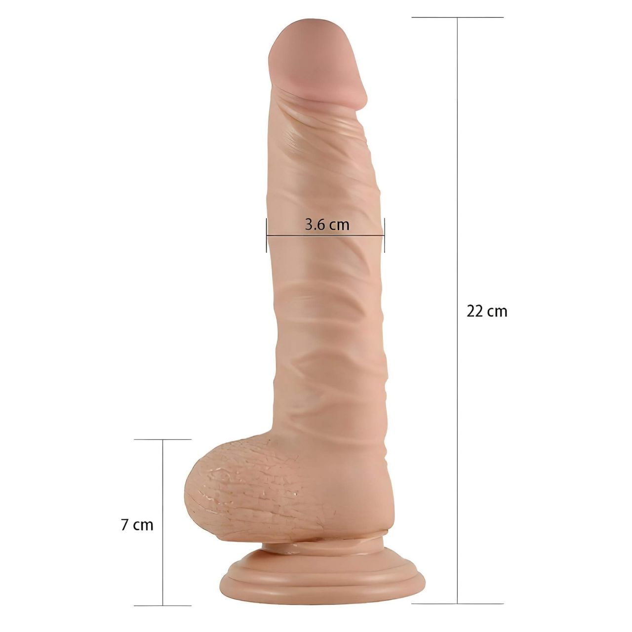 Lovetoy Real Extreme - tapadókorongos dildó - 21 cm (testszínű)