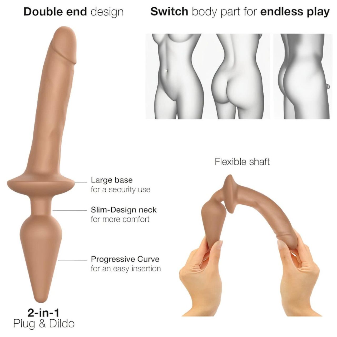 / Strap-on-me Switch Realistic L - 2in1 szilikon dildó (testszínű)