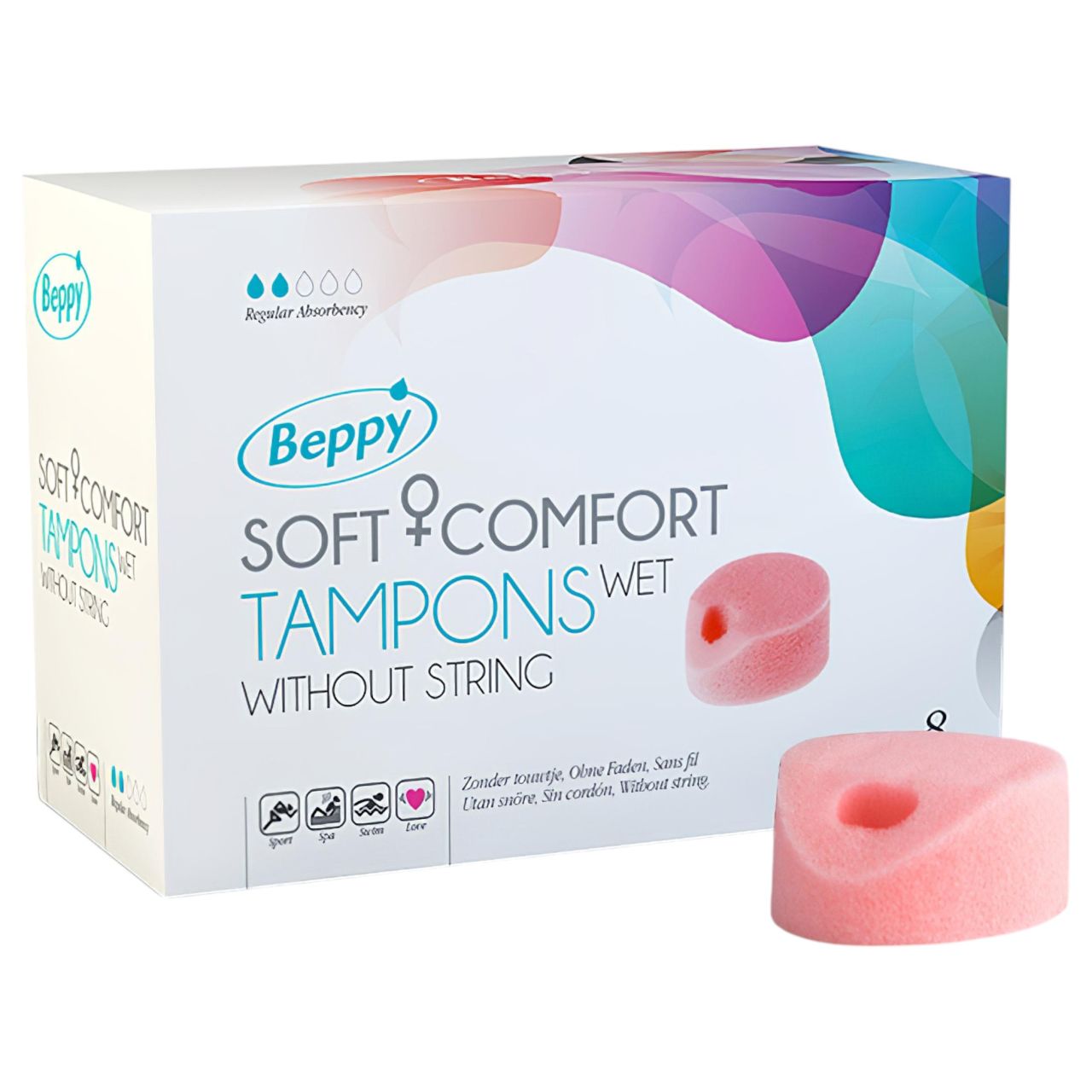 Beppy Soft zsinór nélküli nedves intim szivacstampon - 8 db
