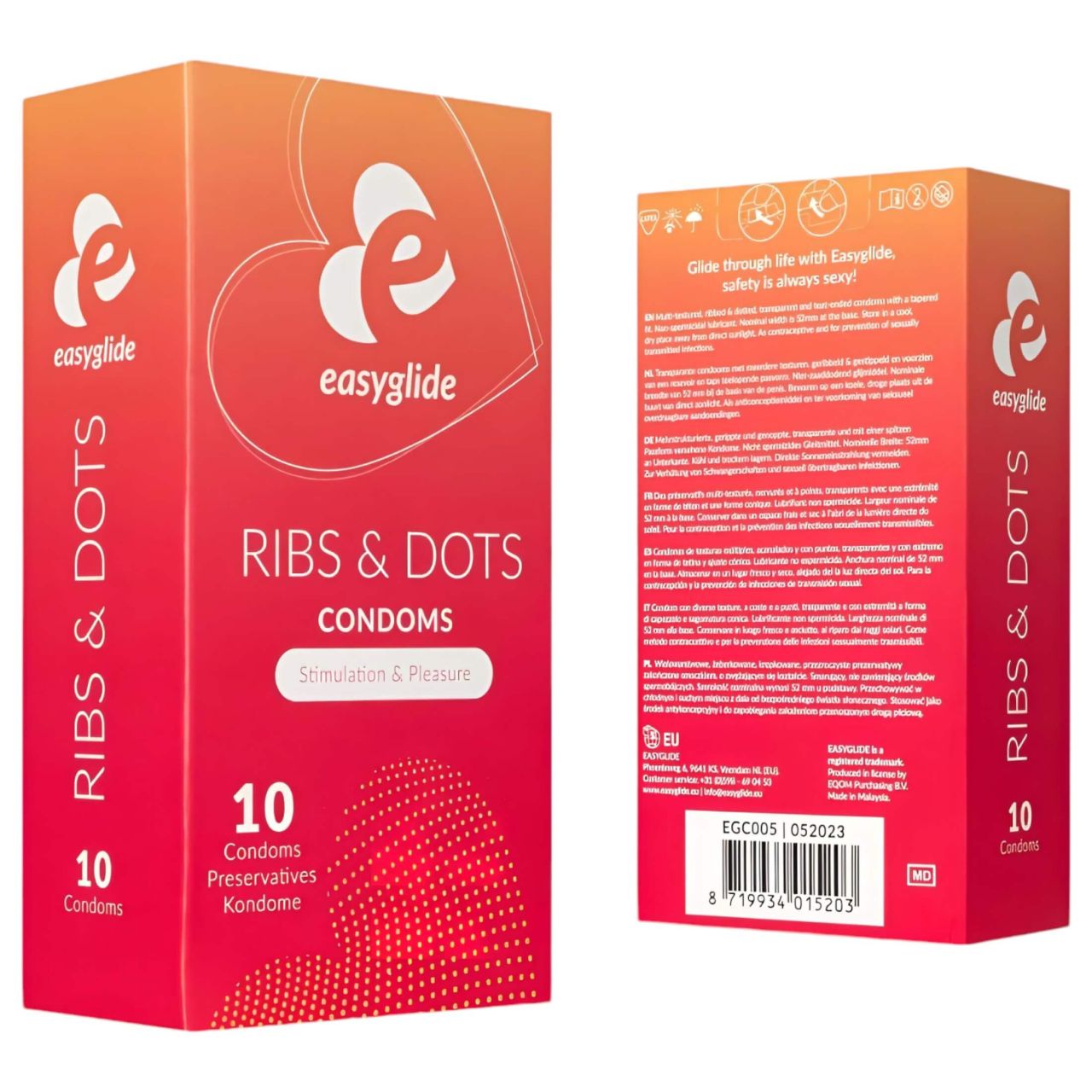 EasyGlide Ribs & Dots - pontozott óvszer (10 db)