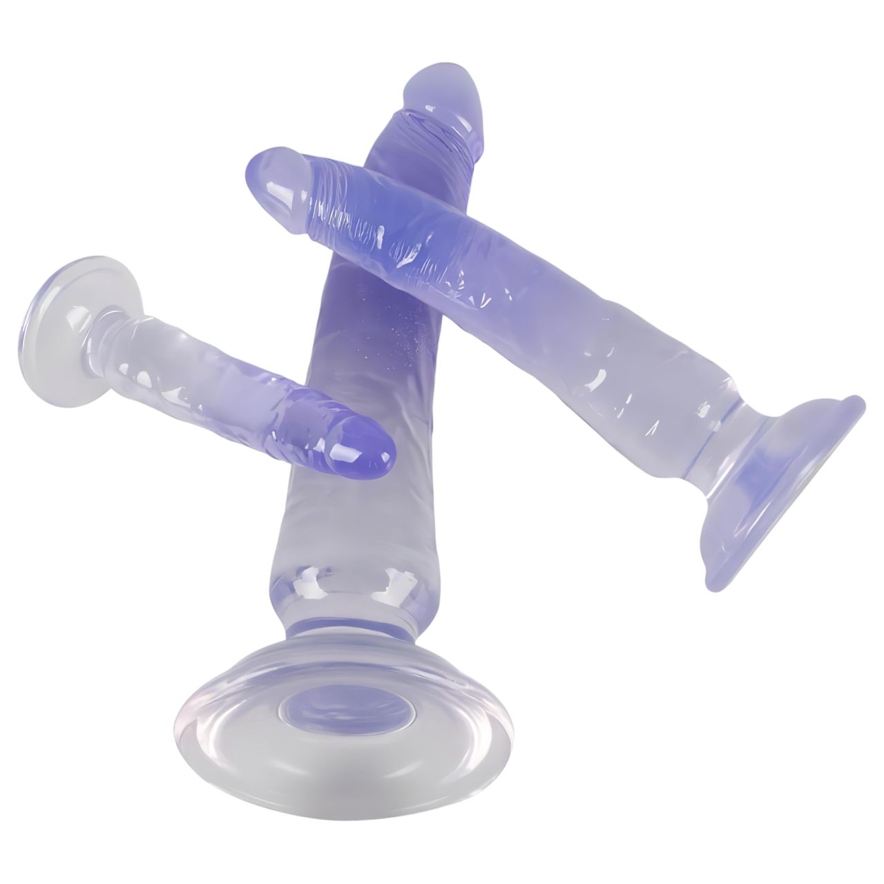 Crystal Clear - anál tréner dildó készlet - 3 db (átlátszó-kék)