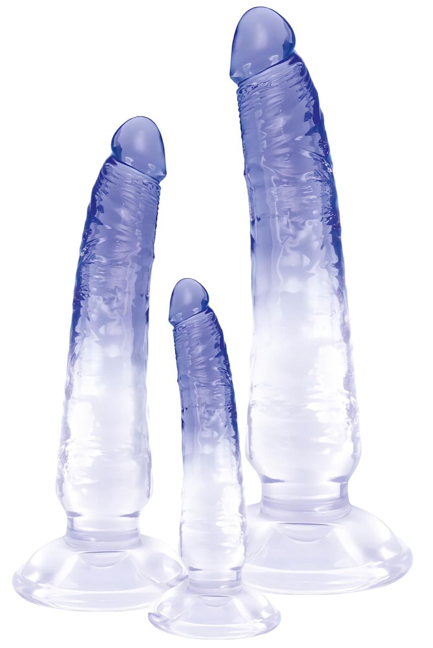 Crystal Clear - anál tréner dildó készlet - 3 db (átlátszó-kék)