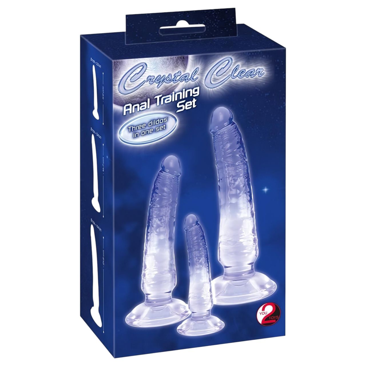 Crystal Clear - anál tréner dildó készlet - 3 db (átlátszó-kék)