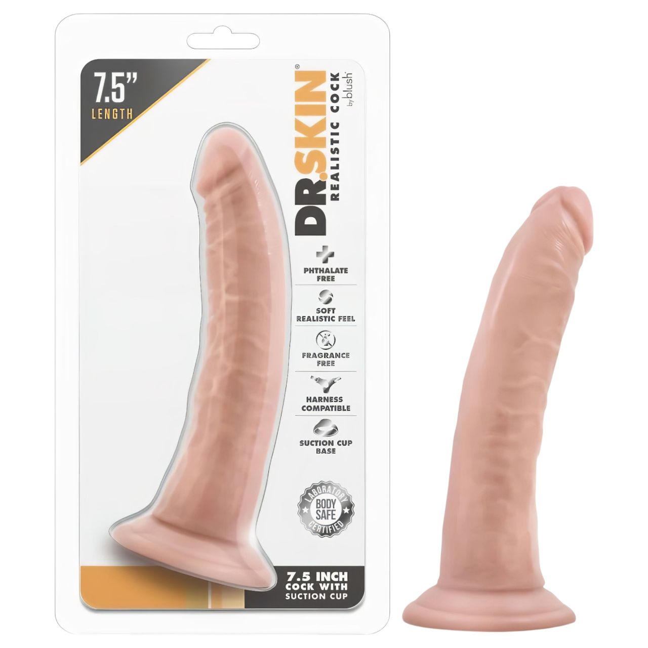 Dr. Skin 7,5 - tapadókorongos élethű dildó (natúr, 17,5 cm)