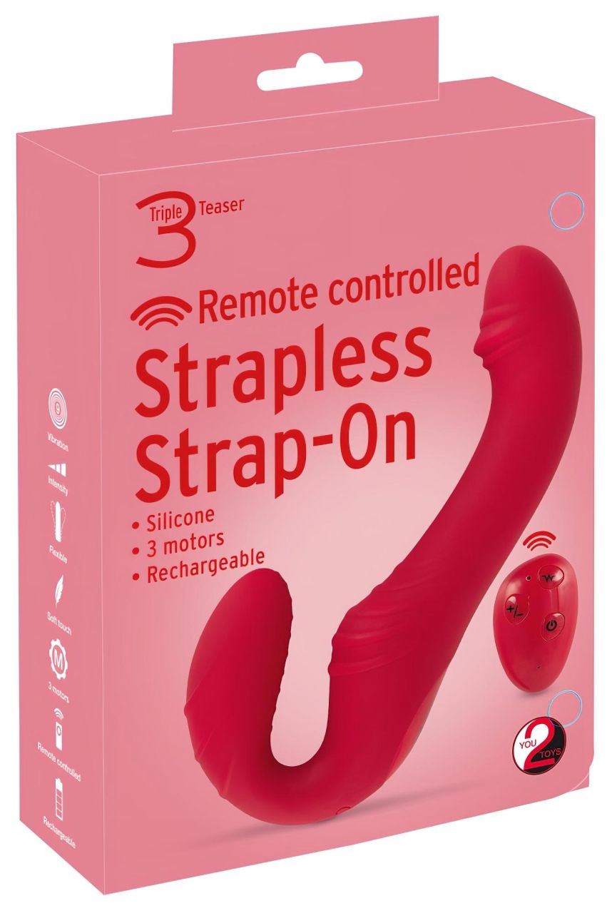 You2Toys Strapless - rádiós, felcsatolható vibrátor (piros) You2Toys Strapless - rádiós, felcsatolható vibrátor (piros)