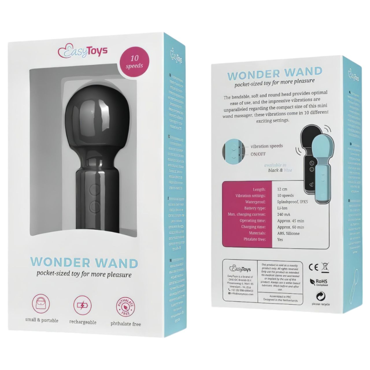EasyToys Wonder Wand - akkus, mini masszírozó vibrátor (fekete) EasyToys Wonder Wand - akkus, mini masszírozó vibrátor (fekete)