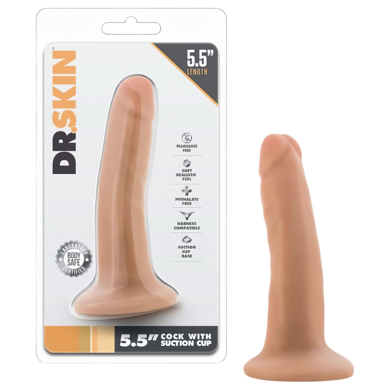 Dr. Skin 5,5 - tapadókorongos élethű dildó (natúr, 14 cm)