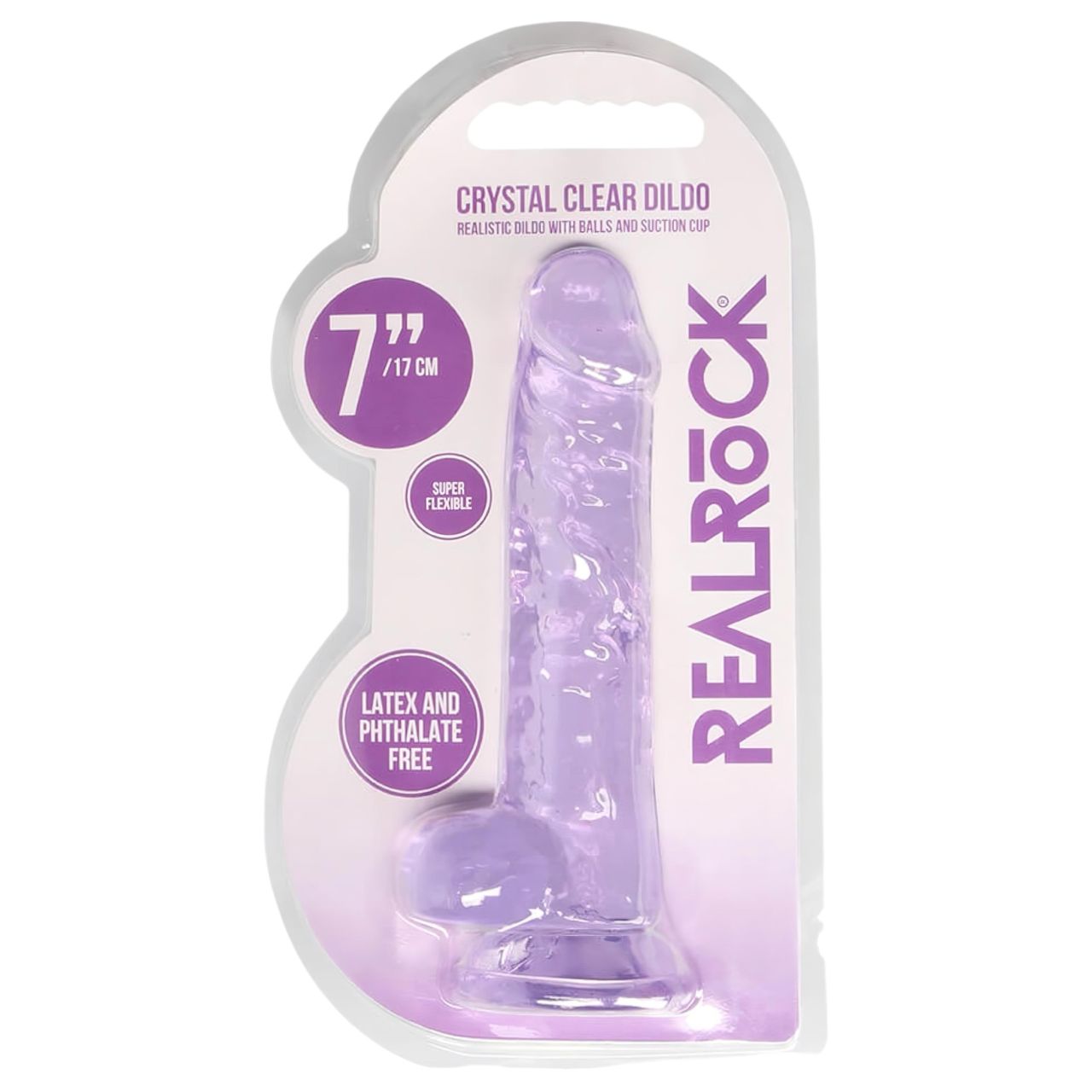 RealRock - átlátszó élethű dildó (lila, 17 cm) RealRock - átlátszó élethű dildó (lila, 17 cm)