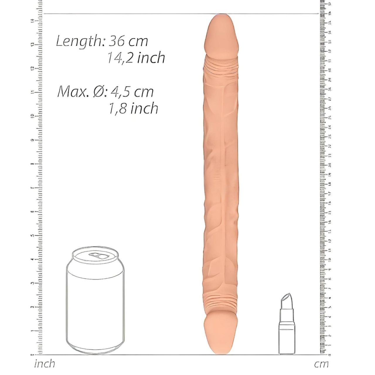 RealRock Double Dong 14 - dupla dildó (36 cm, testszínű) RealRock Double Dong 14 - dupla dildó (36 cm, testszínű)