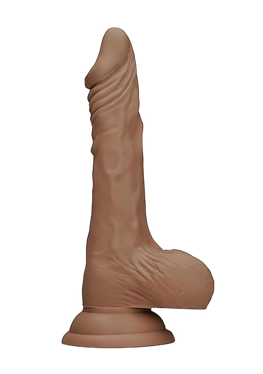 RealRock Dong 10 - élethű, herés dildó (25 cm) - sötét natúr