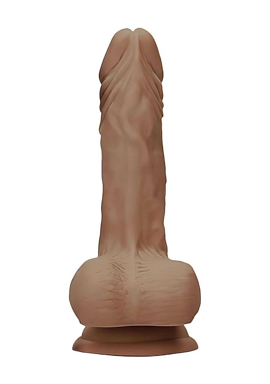 RealRock Dong 10 - élethű, herés dildó (25 cm) - sötét natúr