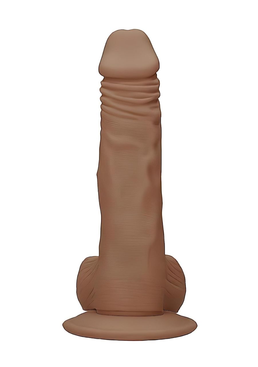 RealRock Dong 10 - élethű, herés dildó (25 cm) - sötét natúr