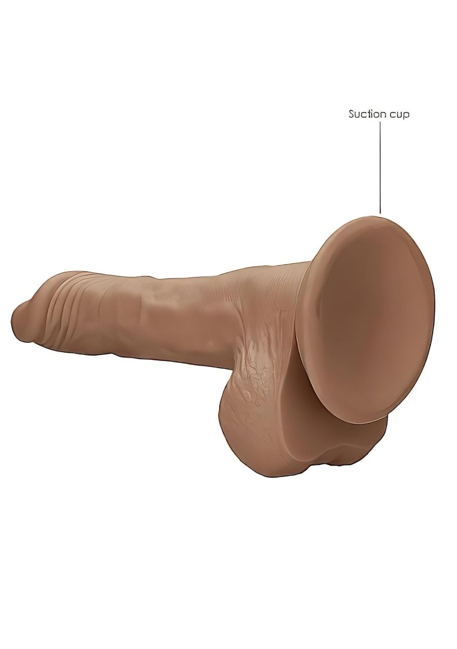 RealRock Dong 10 - élethű, herés dildó (25 cm) - sötét natúr