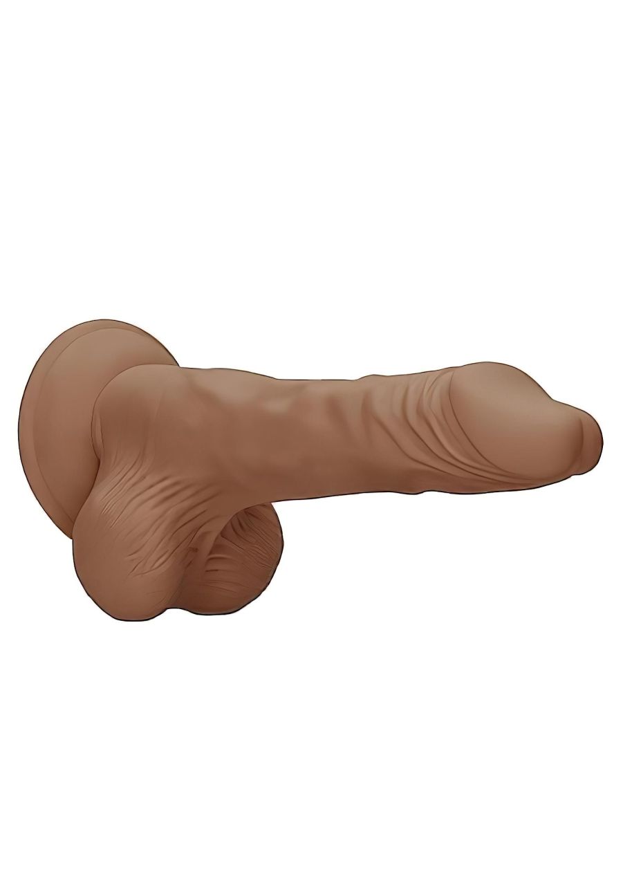 RealRock Dong 10 - élethű, herés dildó (25 cm) - sötét natúr