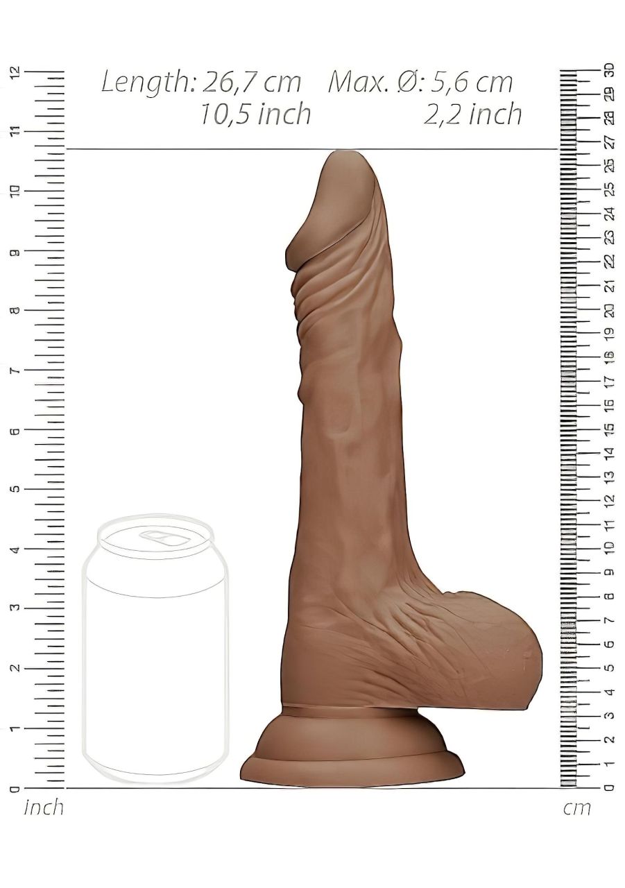 RealRock Dong 10 - élethű, herés dildó (25 cm) - sötét natúr