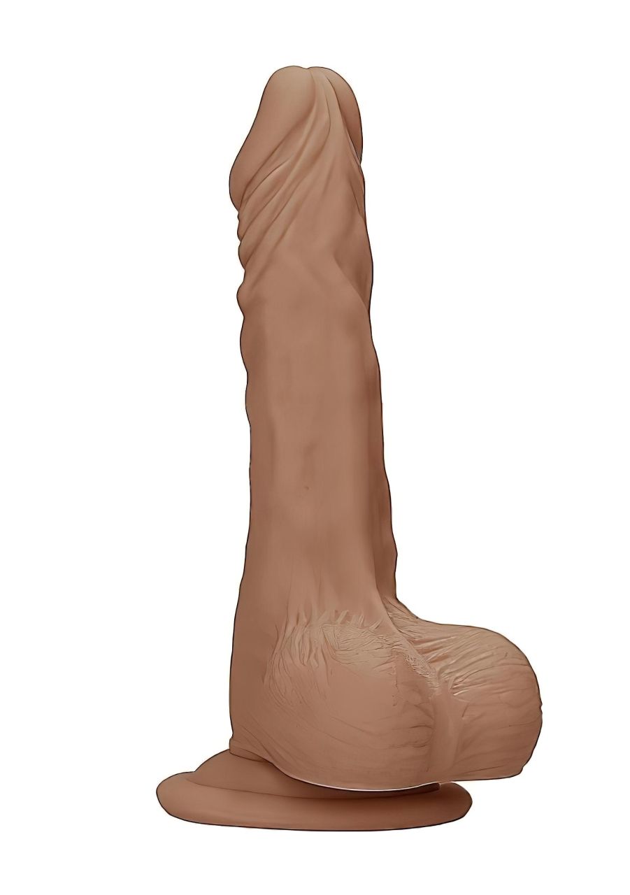 RealRock Dong 10 - élethű, herés dildó (25 cm) - sötét natúr