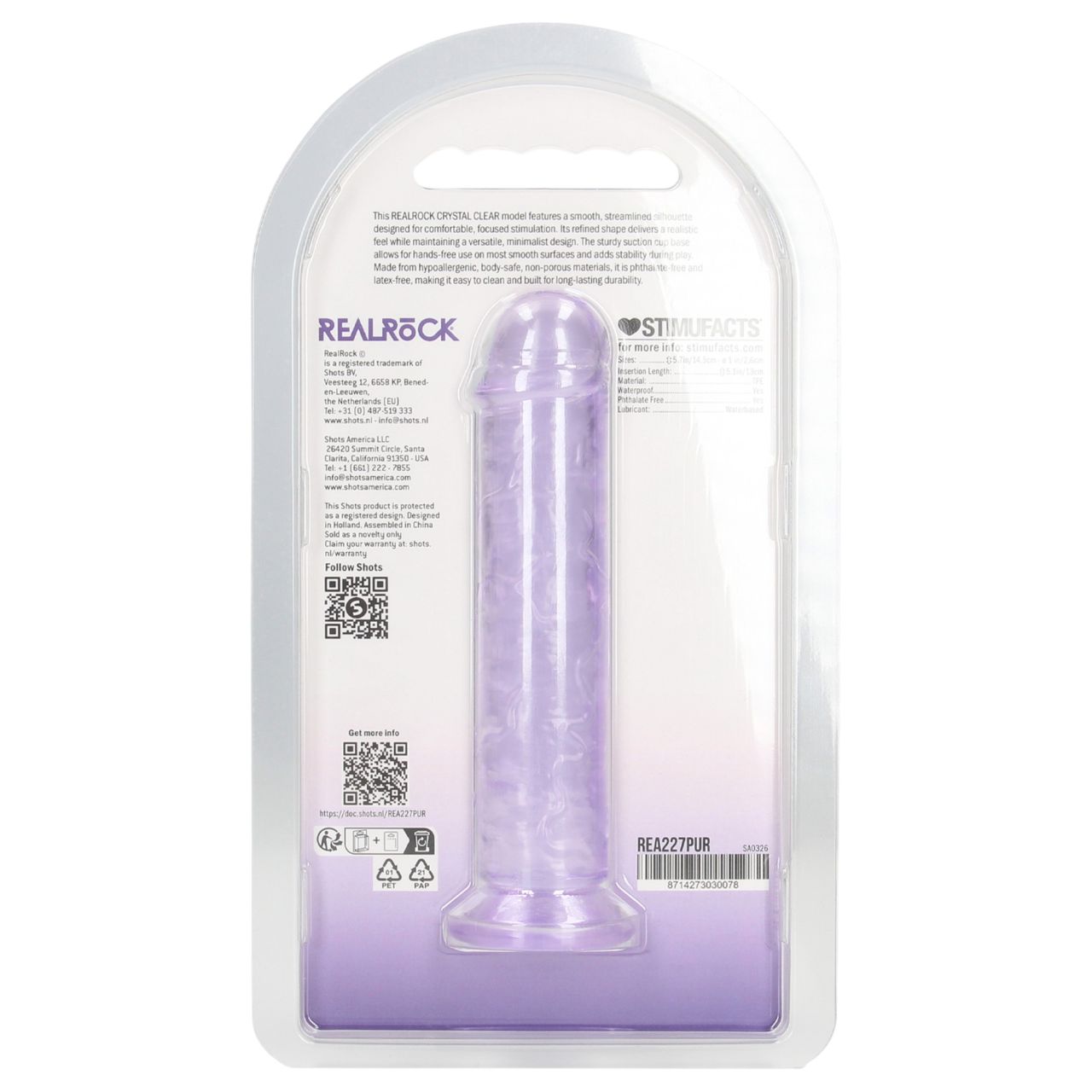 RealRock - élethű dildó tapadókoronggal (lila) - 12,7 cm RealRock - élethű dildó tapadókoronggal (lila) - 12,7 cm