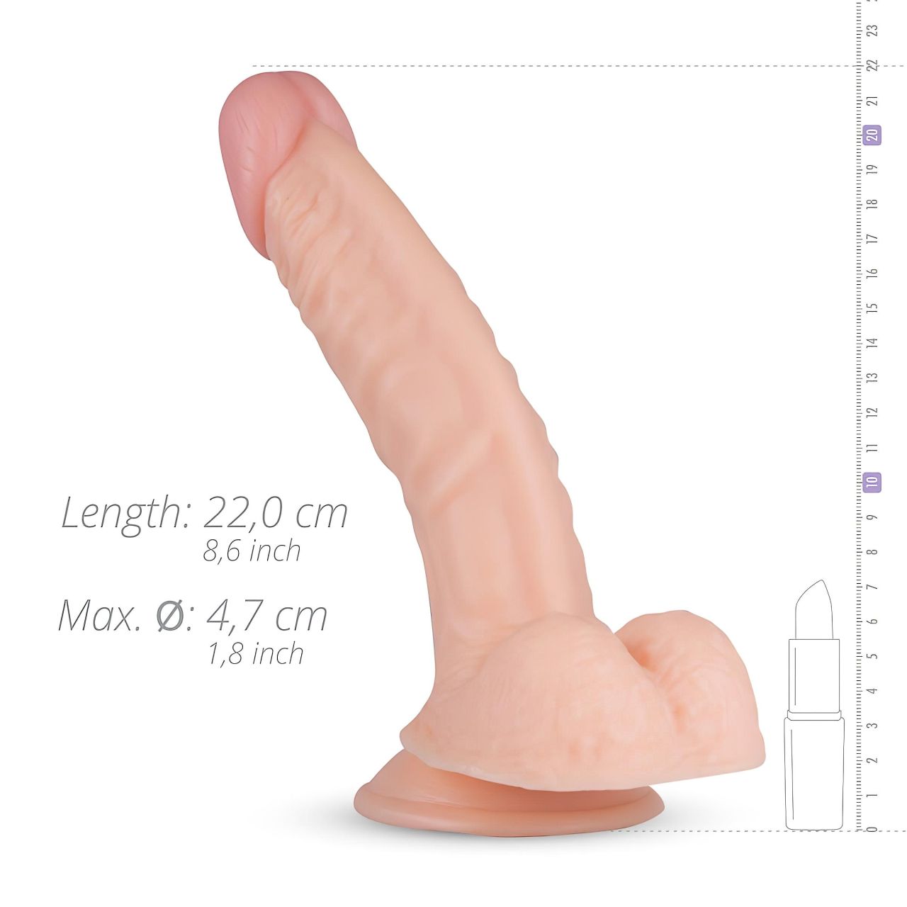 Real Fantasy Derek - herés élethű dildó - 22 cm (testszínű)