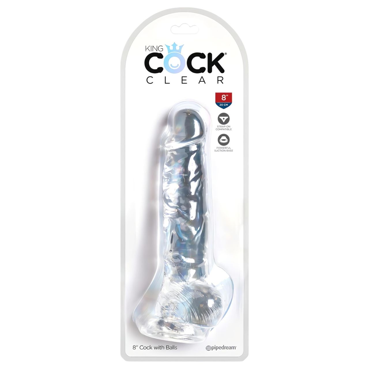 King Cock Clear 8 - tapadókorongos, herés dildó (20 cm) King Cock Clear 8 - tapadókorongos, herés dildó (20 cm)